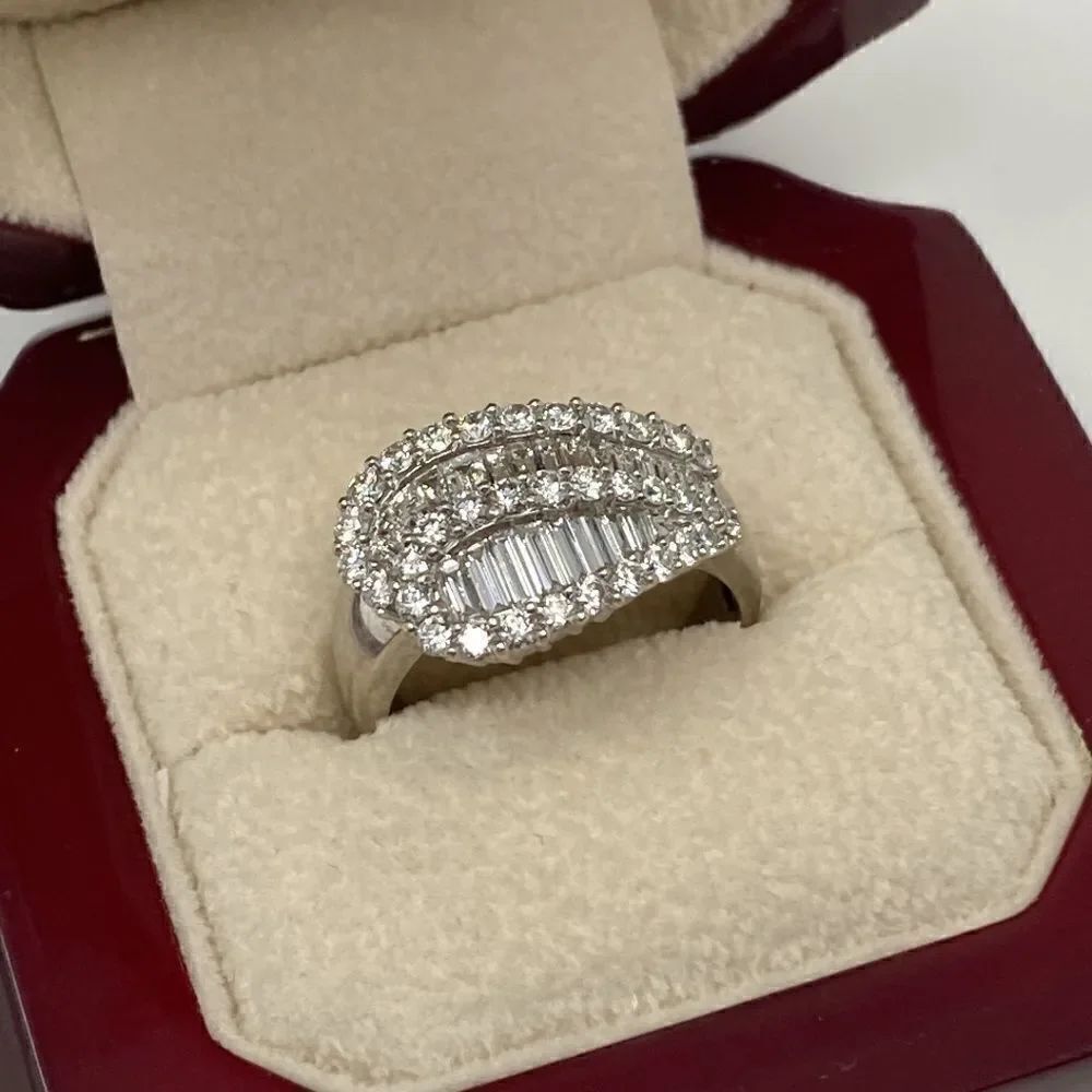 Exquisite 1.85 Carats! 14K White Gold Double Swirl Genuine Diamond Ring $6,384